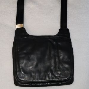 Tumi Bryce black leather flap shoulder bag